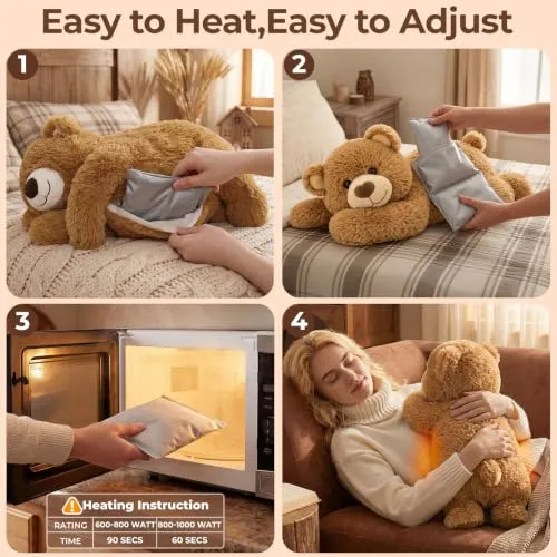 Animais de Pelúcia Pesados para Adultos e Crianças, 2-5 Lbs - 23 Urso Plush Aquecível e Resfriável