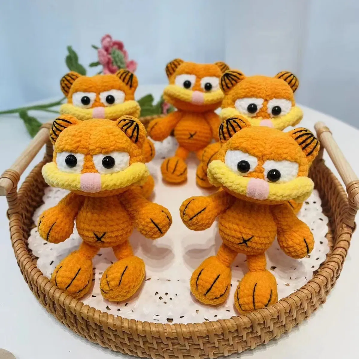 Atacado de Bebês Crochê de Desenhos Animados Animais Garfield Amigurumi 100% Brinquedos de Coelho de Crochê com Fio de Algodão