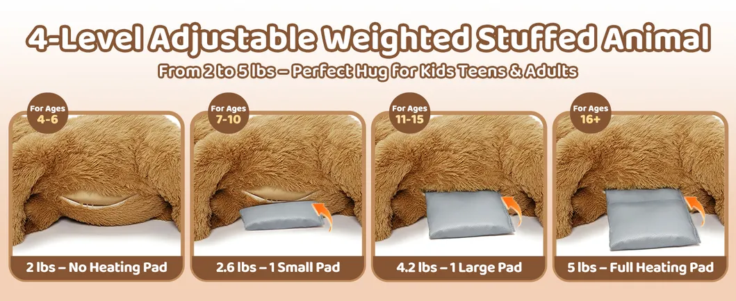 Animais de Pelúcia Pesados para Adultos e Crianças, 2-5 Lbs - 23 Urso Plush Aquecível e Resfriável