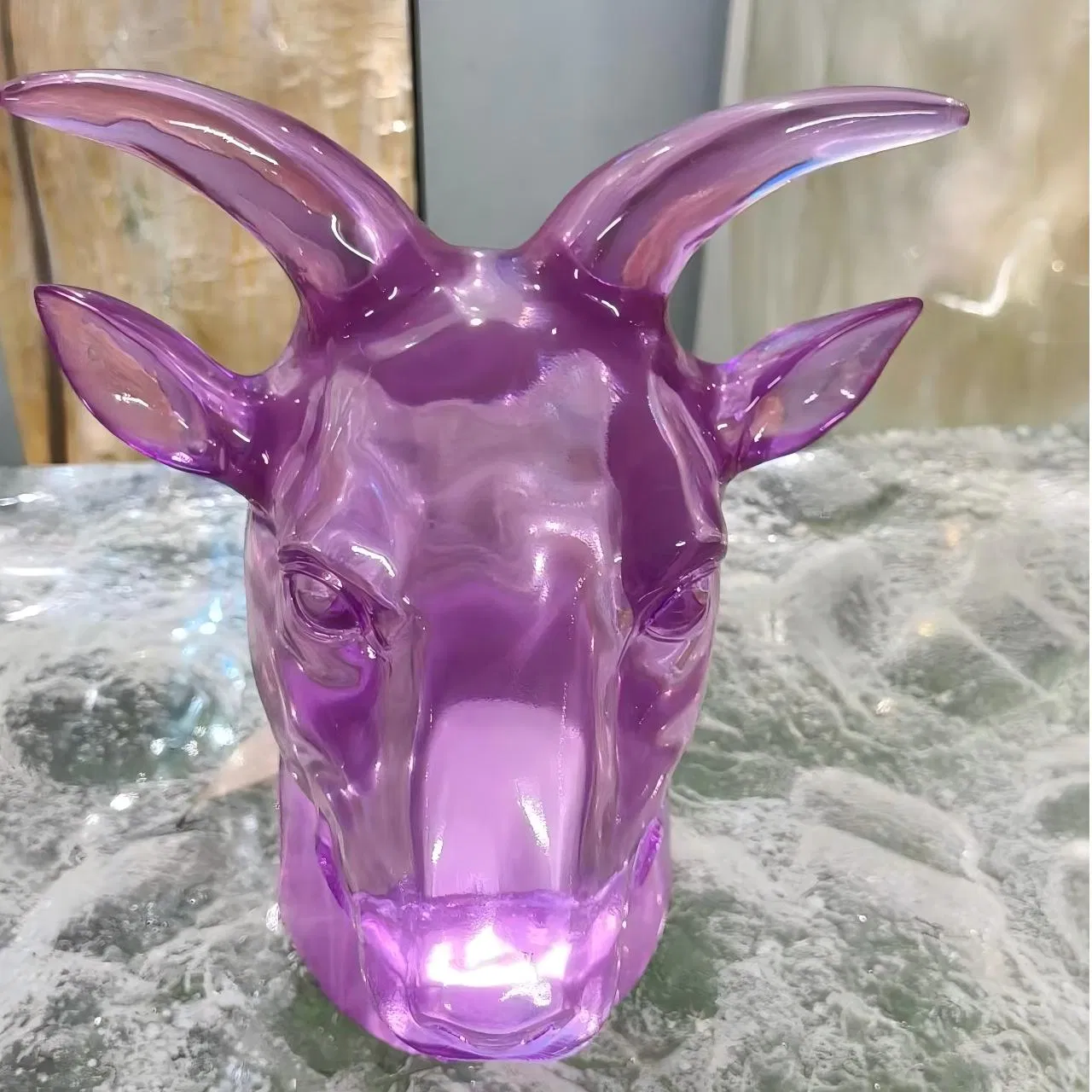 3D Escultura de Arte em Resina Transparente para Decoração Interna Moderna