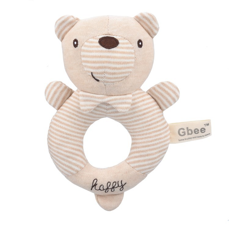 Brinquedos de bebê calmantes de algodão orgânico com pegador para bebês