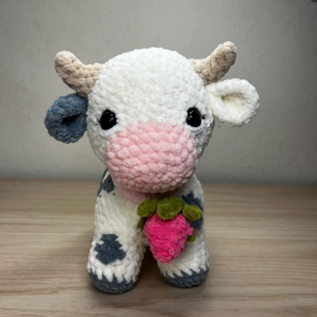 Handmade Crochet Highland Cow Giant Size Curly Hair Horse Amigurumi Plush Toy Fluffy Knitted Stuffed Animal Doll Gift