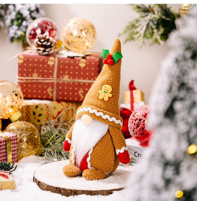 Decorações de Natal Novas Ornamentos Khaki Homem de Gengibre Chapéu Pontudo Tricotado Boneco Rudolph