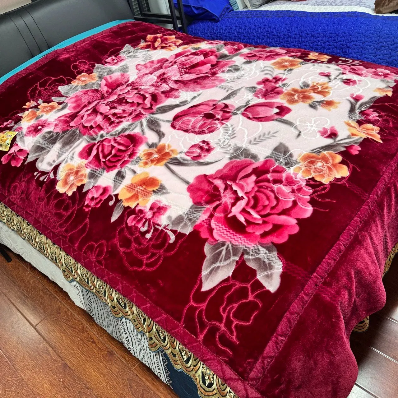 Cobertor de Luxo Rainha Tamanho King Pesado Plush Fleece Jacquard 2 Ply Quente Azul Flanela Raschel Mink Cobertor Pesado Espanha para o Inverno