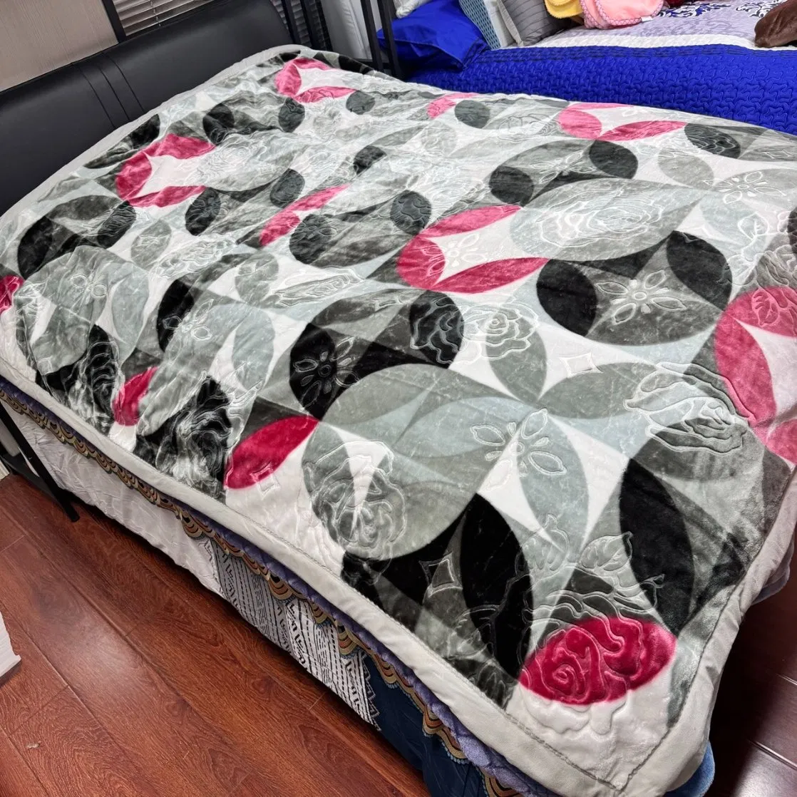 Cobertor de Luxo Rainha Tamanho King Pesado Plush Fleece Jacquard 2 Ply Quente Azul Flanela Raschel Mink Cobertor Pesado Espanha para o Inverno