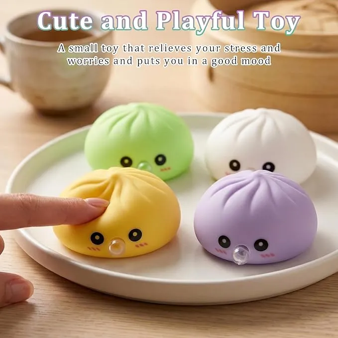 Caixa de Mistério de Bolinho - Bolinho Macio com Função de Fazer Bolhas, Brinquedo Antiestresse de Pão Bao, Brinquedo Sensorial Macio para Apertar com Caixa de Vapor
