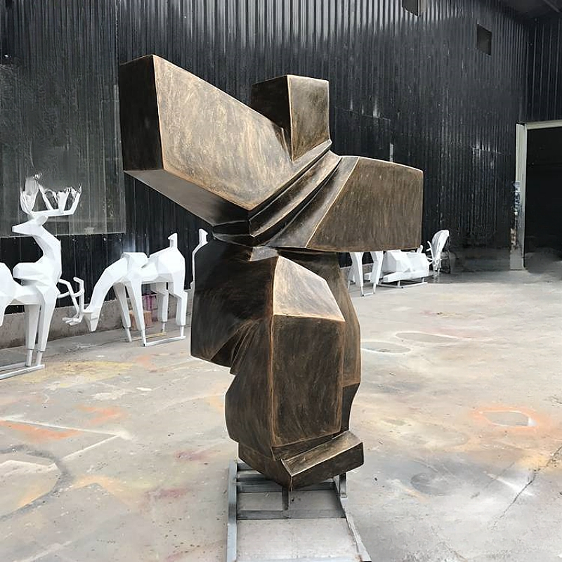 Escultura em bronze fundido abstrata de paisagem decorativa