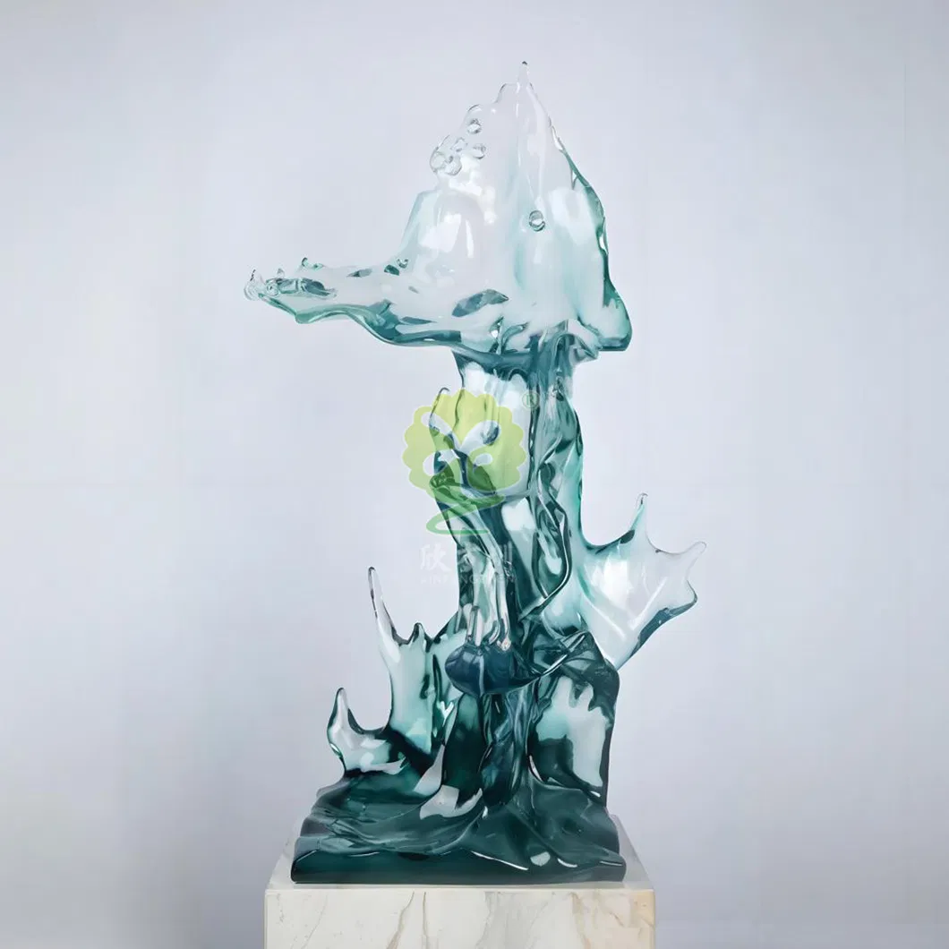 Itens decorativos de arte de luxo moderno, mobiliário suave de resina transparente, esculturas abstratas