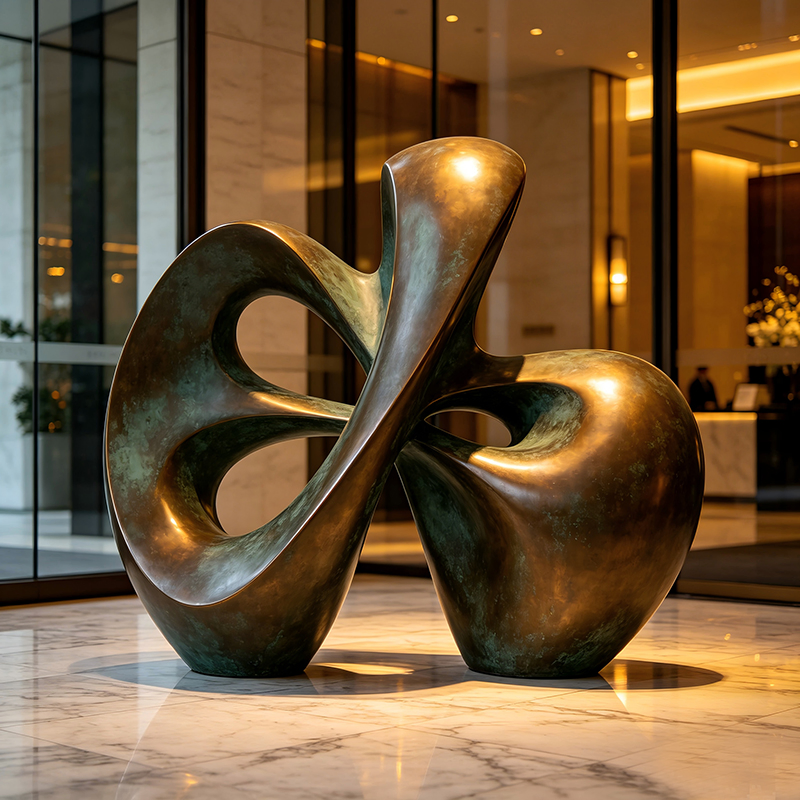Escultura de Figura Humana Abstrata Moderna em Bronze Fundido, Arte de Vestuário Suave para Mobiliário de Espaços Comerciais de Alto Padrão