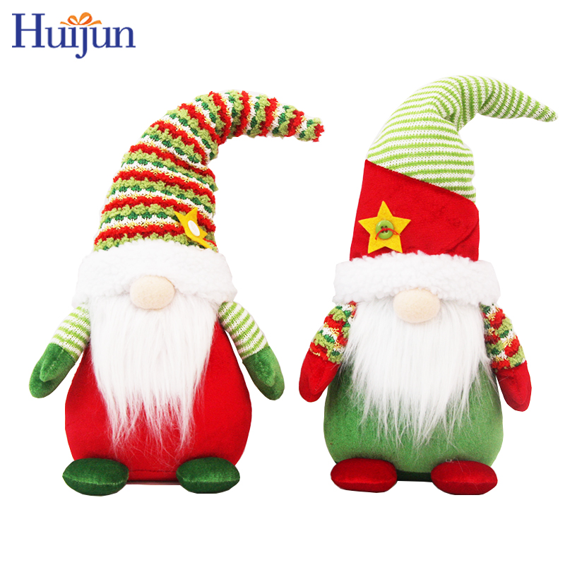 Novo Design 16" Gnomos de Veludo Verde Brinquedo Plush Boneco Elf Rudolf Sem Rosto para Decoração de Natal
