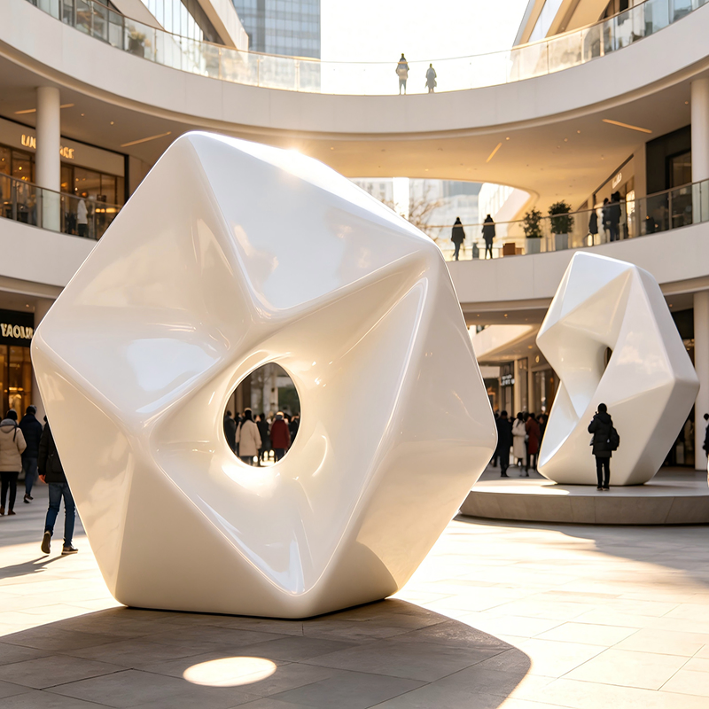 Escultura Abstrata em FRP com Anel Torcido de Alto Brilho Vermelho, Grande Ornamento de Arte em Fibra de Vidro Moderna, Decoração Artística Suave para Hotéis de Luxo, Galerias e Compras