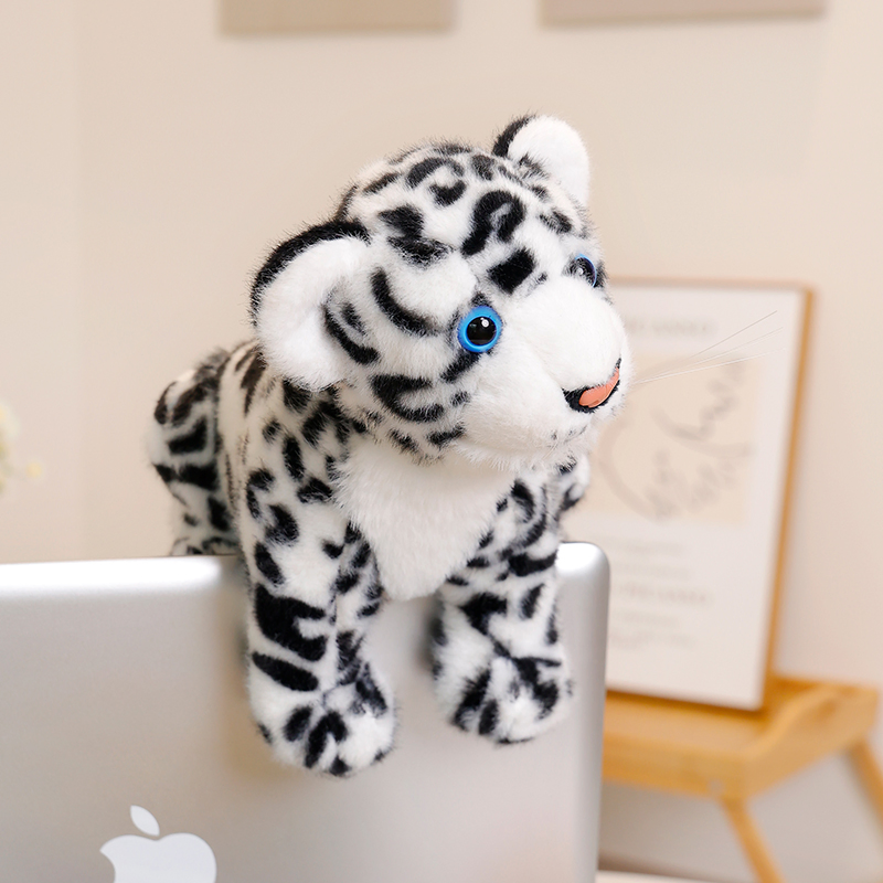 Brinquedo de Bebê Realista Leopardo da Neve em Algodão Orgânico Boneco de Pelúcia Animal para Presente de Aniversário
