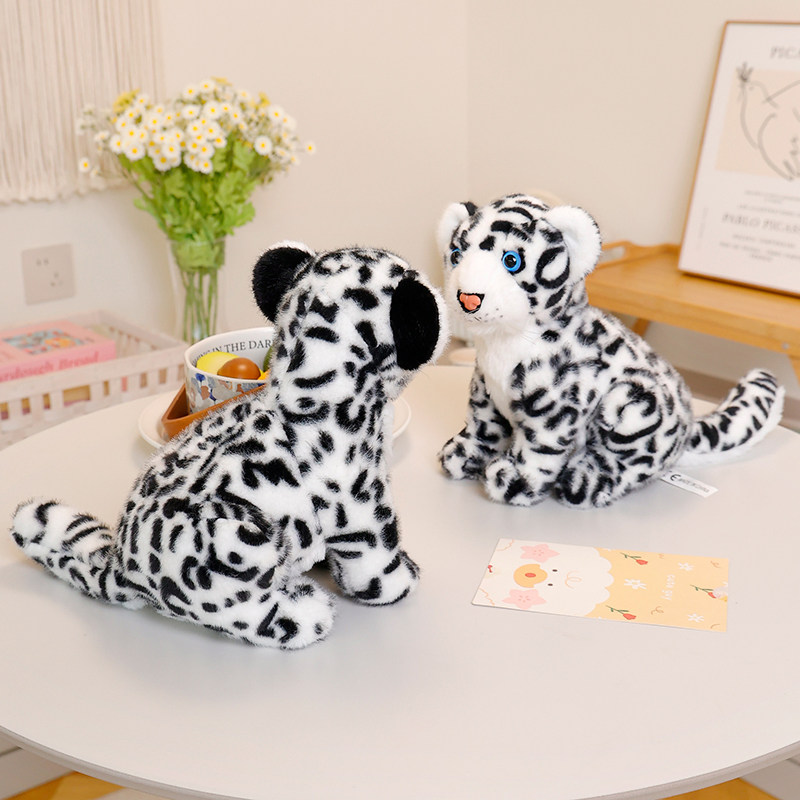 Brinquedo de Bebê Realista Leopardo da Neve em Algodão Orgânico Boneco de Pelúcia Animal para Presente de Aniversário