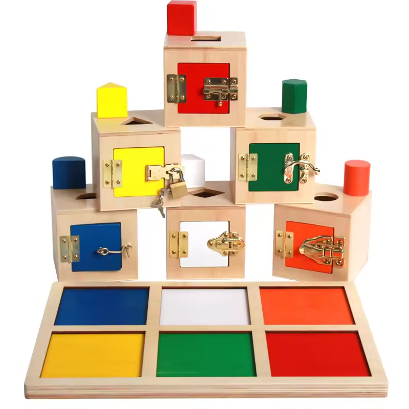 Non-Toxic Eco-Friendly Wooden Six Lock Box Busy Box Early Childhood Educational Toys for Kids Busy Sensory Toys