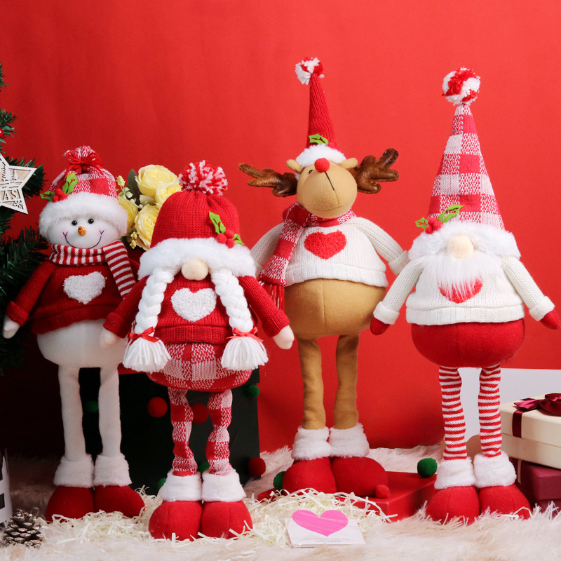 Festival Exquisitamente Projetado Gnome de Neve Rena Anão de Malha Pelúcia Boneco Telescópico