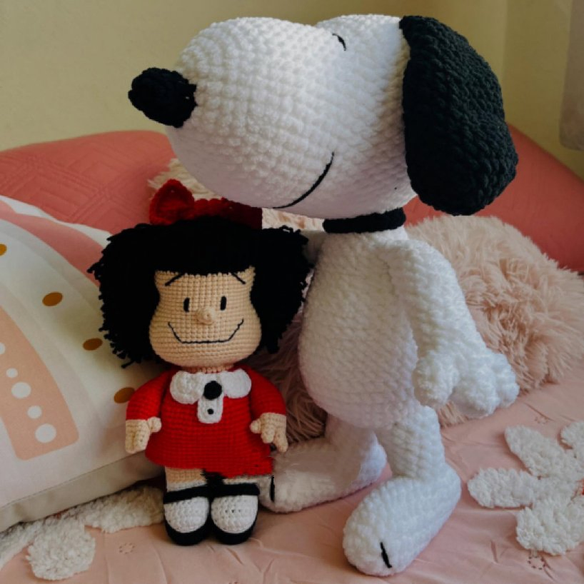 Boneca de Crochê de Veludo Chunky Feita à Mão Raposa Coelho Snoopy Cão Animal de Pelúcia Macio Companheiro de Sono para Bebê Brinquedo de Pelúcia Presente para Chá de Bebê