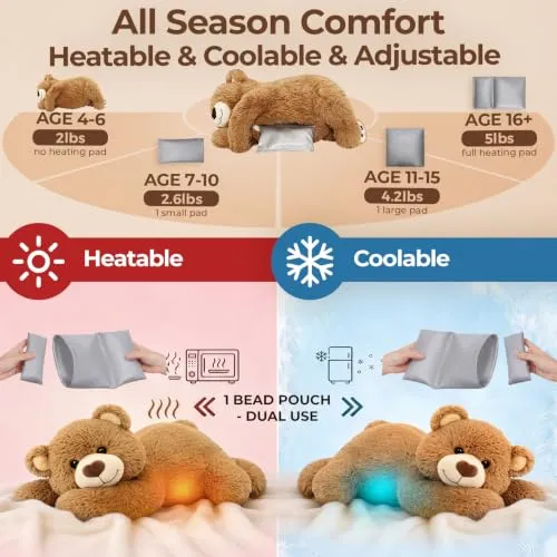 Animais de Pelúcia Pesados para Adultos e Crianças, 2-5 Lbs - 23 Urso Plush Aquecível e Resfriável