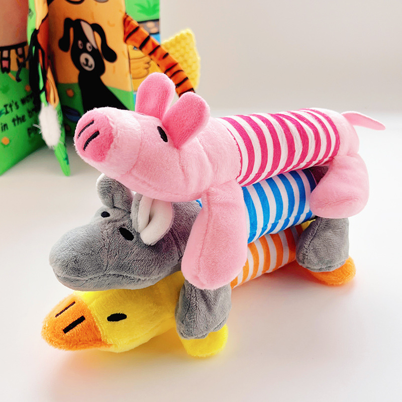 Brinquedos de Pelúcia Bordados de Pato e Porquinho com Squeaker para Animais de Estimação, Resistentes a Mordidas, Alívio do Estresse, Brinquedos Interativos para Mastigar, Suprimentos Fofos para Cães e Gatos