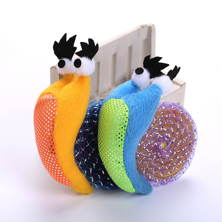 Brinquedos interativos de catnip em forma de caracol de pelúcia para gatos por atacado