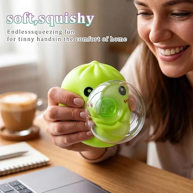 Caixa de Mistério de Bolinho - Bolinho Macio com Função de Fazer Bolhas, Brinquedo Antiestresse de Pão Bao, Brinquedo Sensorial Macio para Apertar com Caixa de Vapor