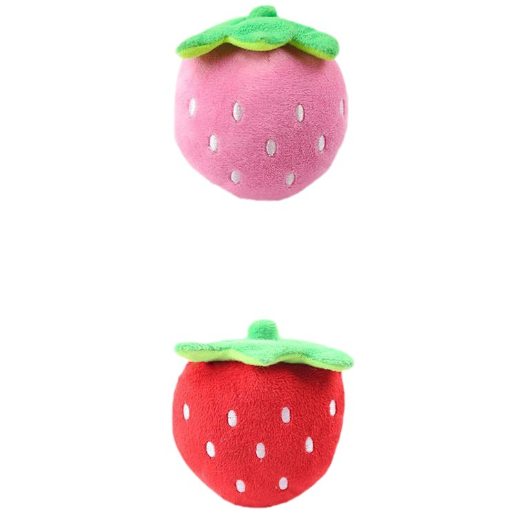 Brinquedo de Pelúcia Squeaky Rosa Bordado de Morango em Estoque, Brinquedo Interativo com Som, Suprimentos de Entretenimento Diário para Cães e Gatos
