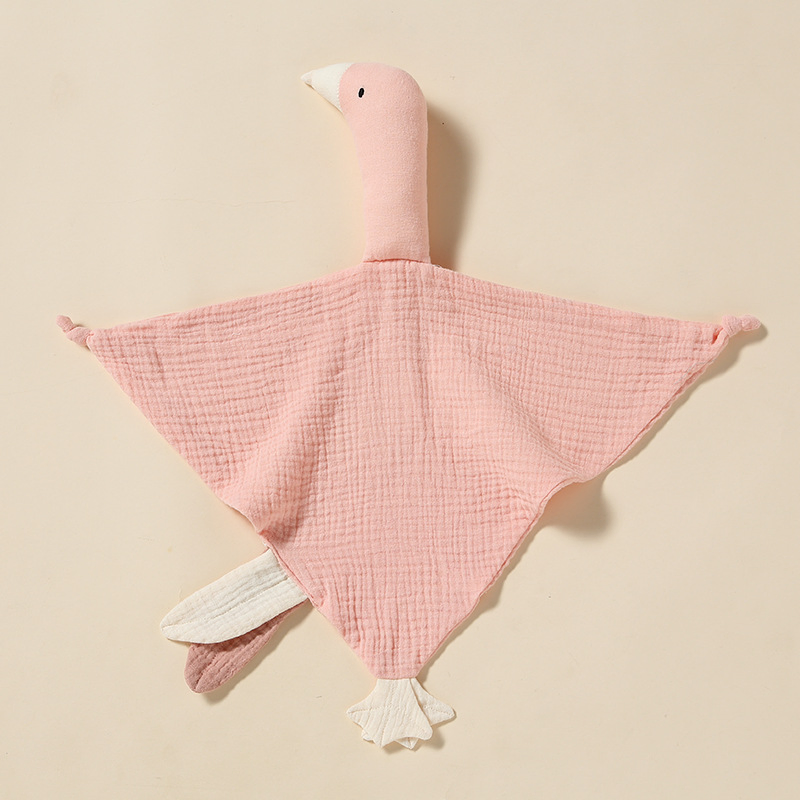 Atacado Super Macio Plush Bordado 100% Algodão Orgânico Muslin Ganso Cobertor de Segurança Macio Animal Comforter Toalha de Saliva Brinquedo