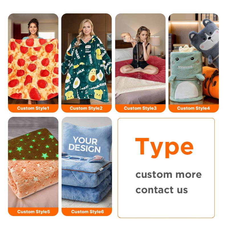Cobertor de Flanela Sherpa Personalizado com Impressão de Etiquetas Personalizadas Baixo MOQ Tamanho Personalizado com Logotipo
