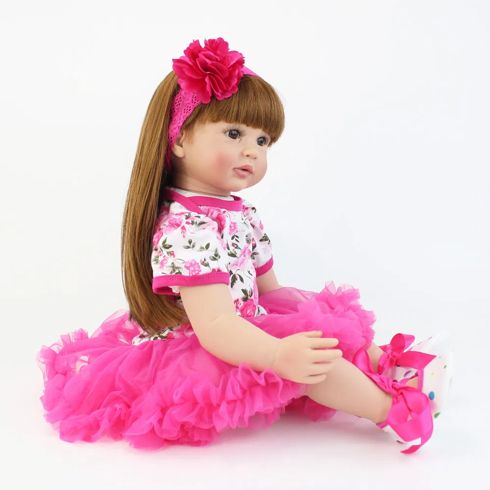 60cm Boneca de Algodão Orgânico Ecológica Segura para Bebês Boneca Rosa Dopamina Boneca Bonita para Recém-Nascidos