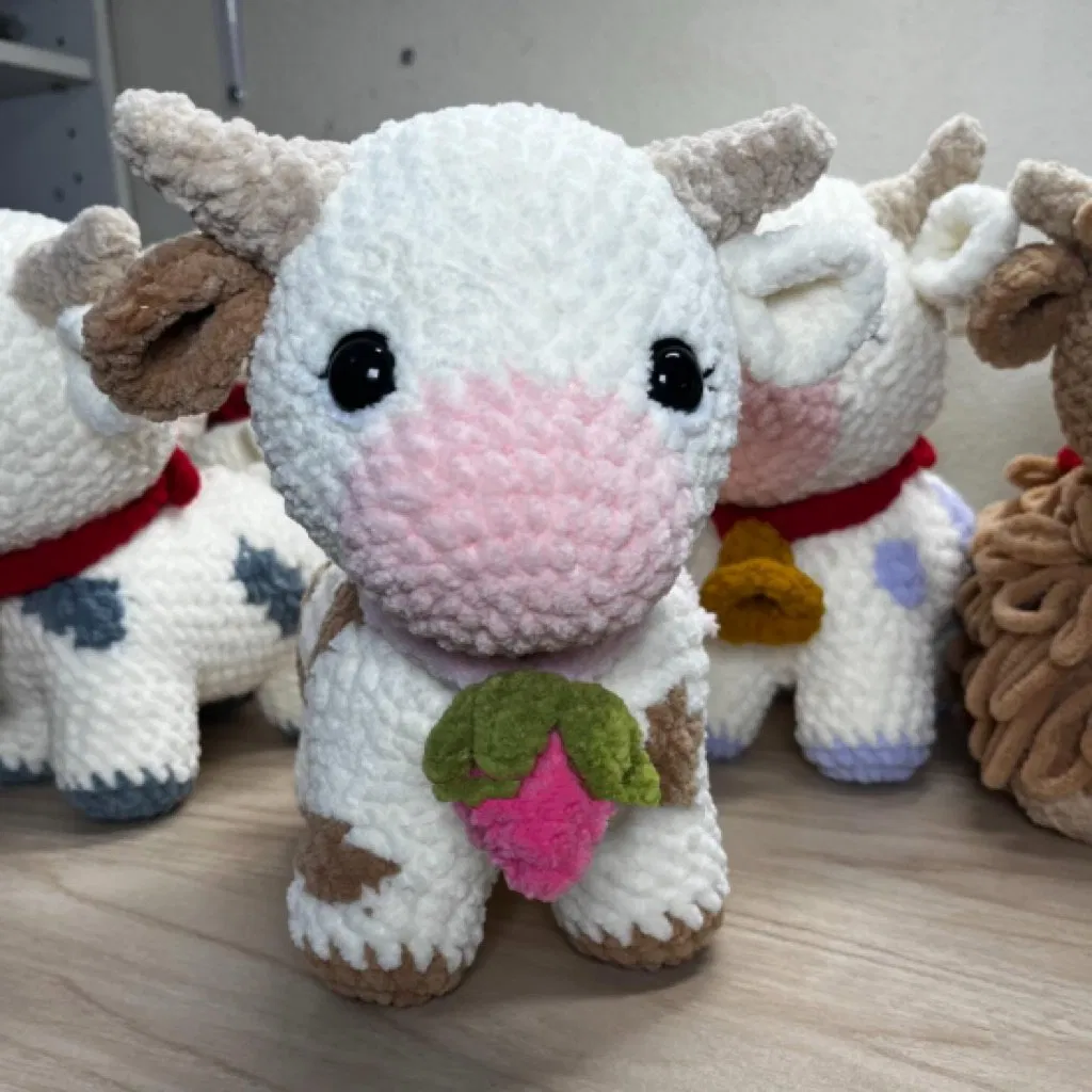 Handmade Crochet Highland Cow Giant Size Curly Hair Horse Amigurumi Plush Toy Fluffy Knitted Stuffed Animal Doll Gift
