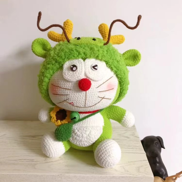 100% Brinquedos de Crochê de Algodão Amigurumi, Brinquedos Grandes de Crochê Doraemon para Meninas, Bebês