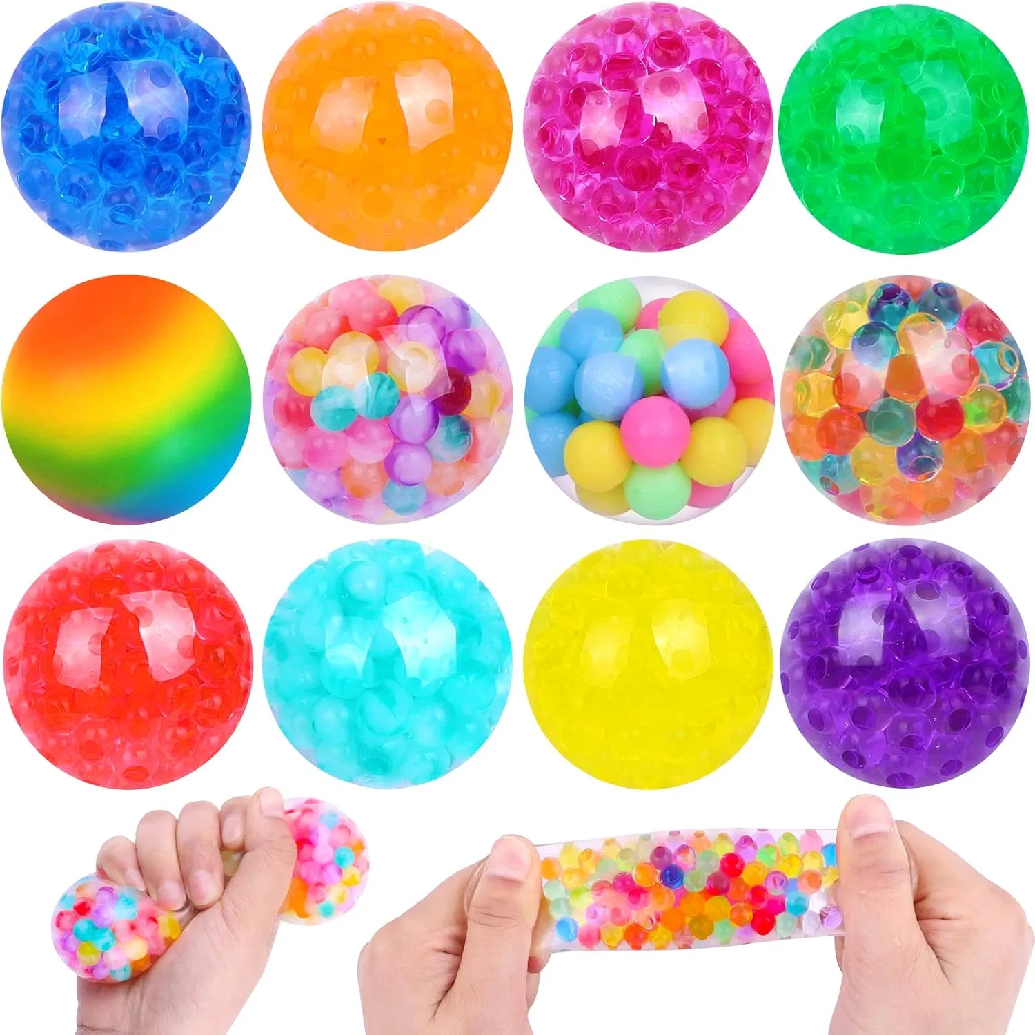 2 Bolas de Estresse em Polegadas para Crianças e Adultos, Bola de Estresse de Crescimento Lento, Brinquedos de Fidget para Alívio da Ansiedade, Bola Sensory Squishy para Terapia Manual, Bolas de Squeeze em Lote