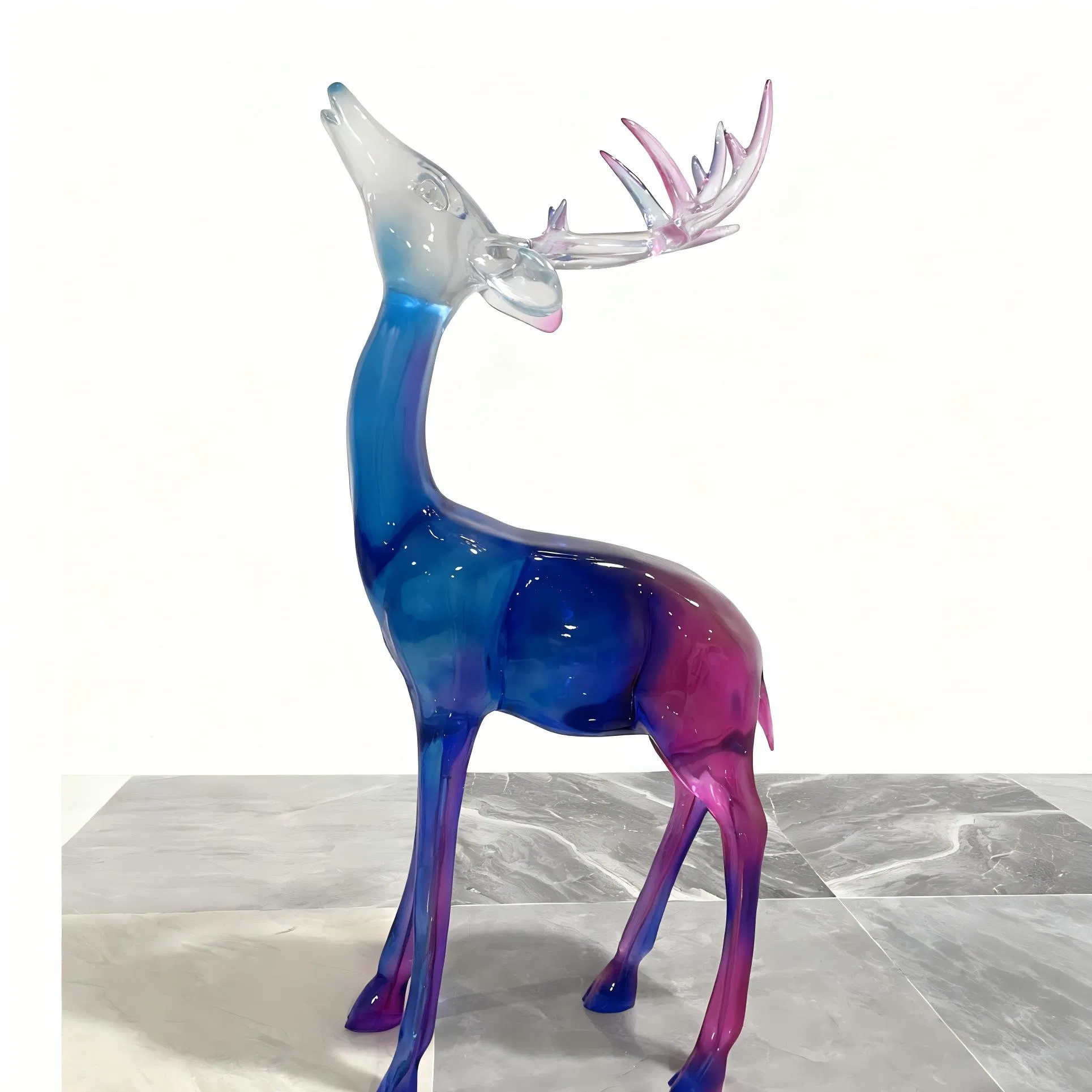 3D Escultura de Arte em Resina Transparente para Decoração Interna Moderna