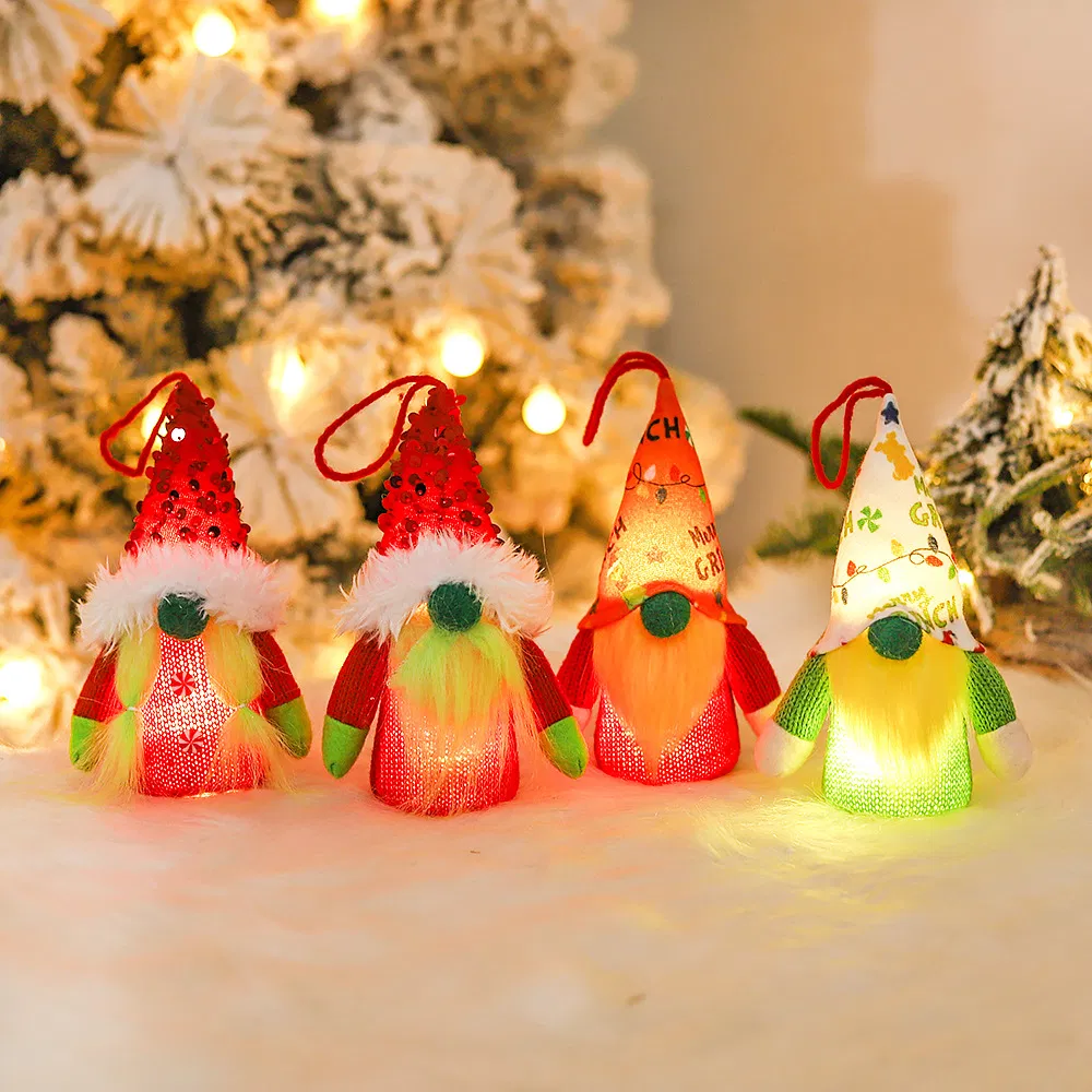 4 Bonecos de Gnomos de Natal Plush Macios e Fofos Feitos à Mão com Luzes LED Quentes para Decoração de Festa em Casa
