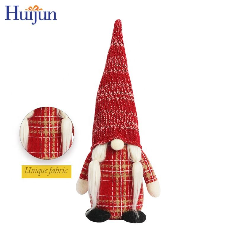 Ornamento de Gnomos de Natal Tricotados por Atacado, Boneco de Papai Noel Sem Rosto em Pé com Barba, Decoração para o Lar de Natal
