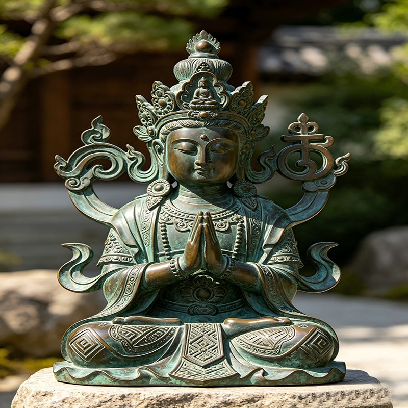 Escultura de Cabeça de Buda em Bronze com Múltiplas Cabeças Personalizada, Ornamento de Estilo Zen para Hotéis e Clubes