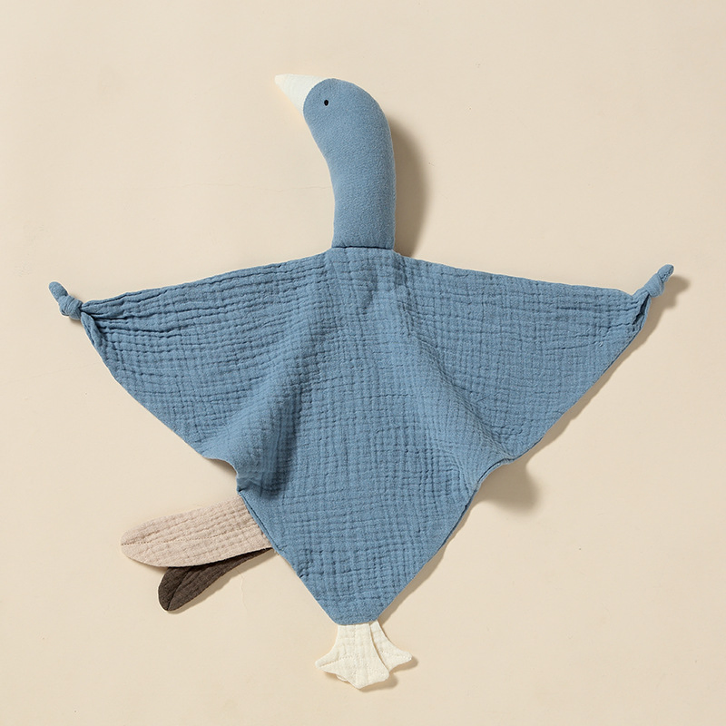 Atacado Super Macio Plush Bordado 100% Algodão Orgânico Muslin Ganso Cobertor de Segurança Macio Animal Comforter Toalha de Saliva Brinquedo