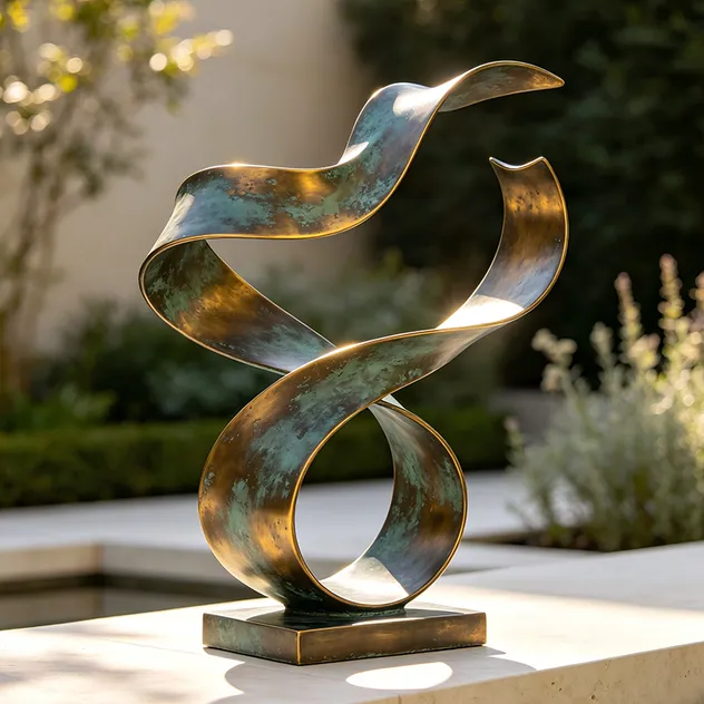 Escultura de Anel em Bronze Antigo