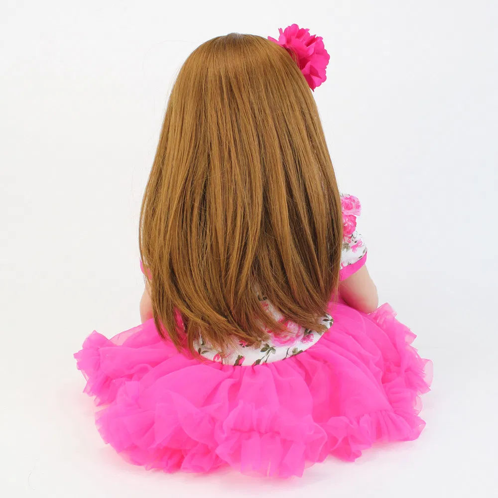 60cm Boneca de Algodão Orgânico Ecológica Segura para Bebês Boneca Rosa Dopamina Boneca Bonita para Recém-Nascidos