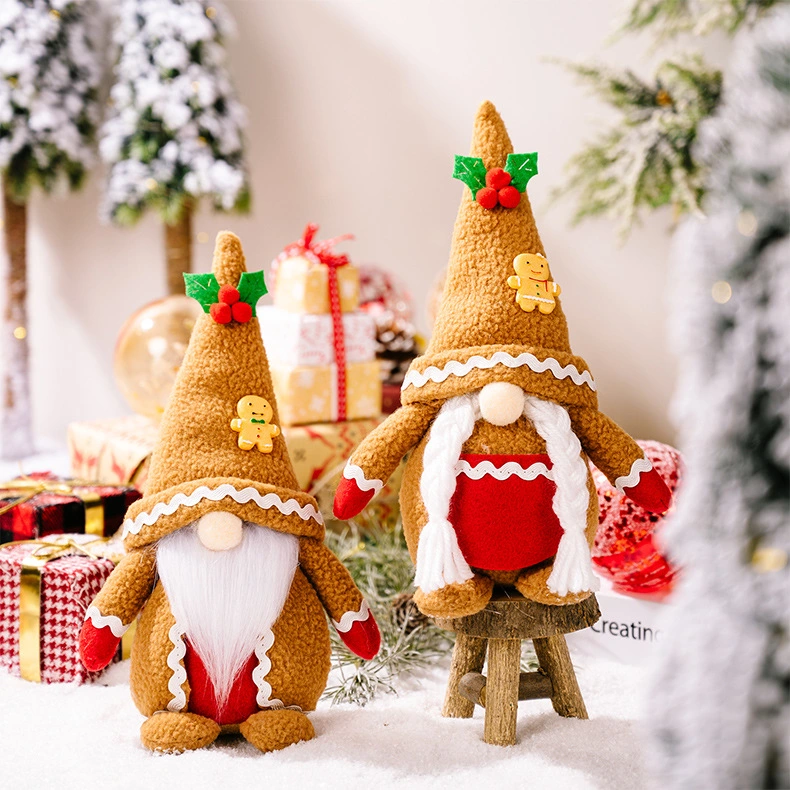 Decorações de Natal Novas Ornamentos Khaki Homem de Gengibre Chapéu Pontudo Tricotado Boneco Rudolph