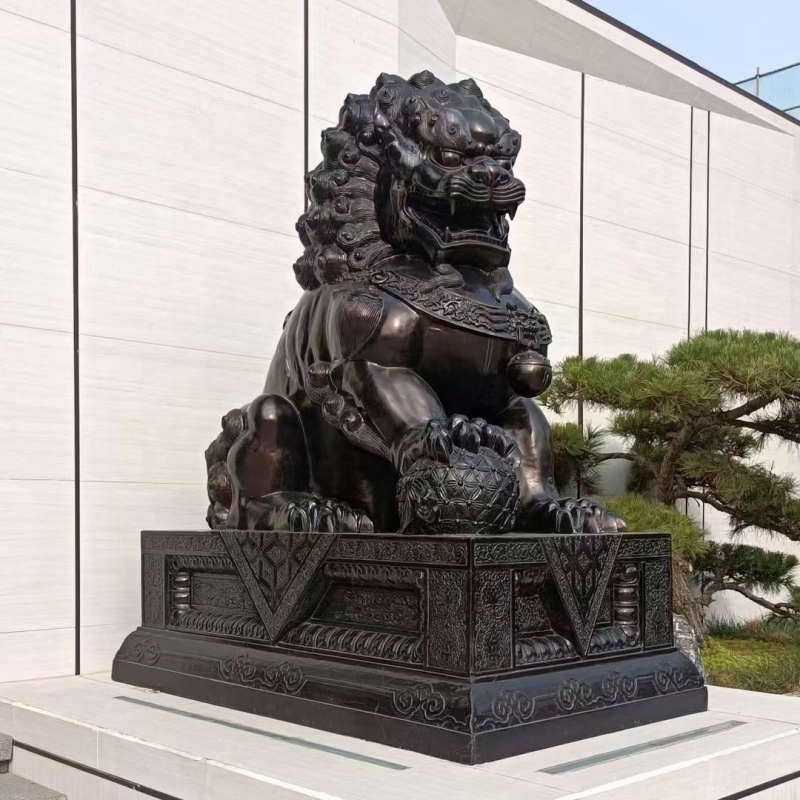 Estátua Escultural de Leão em Bronze de Tamanho Real para Decoração ao Ar Livre