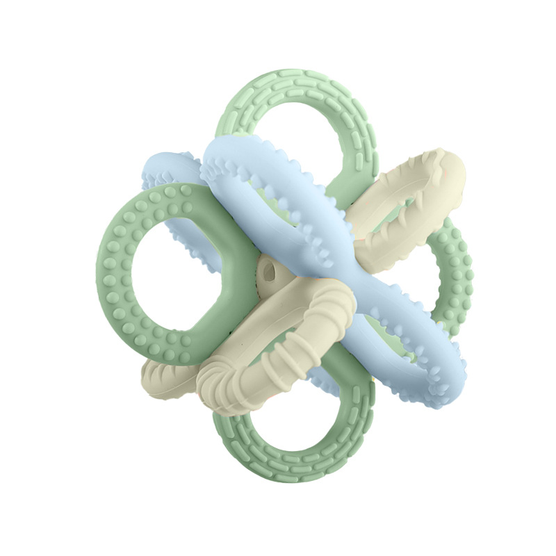 Brinquedo de Mordedor em Silicone de Grau Alimentar em Forma de Baleia de Manhattan para Bebês, Fácil de Segurar e Alívio Mastigável, Portátil e com Recurso Sensorial
