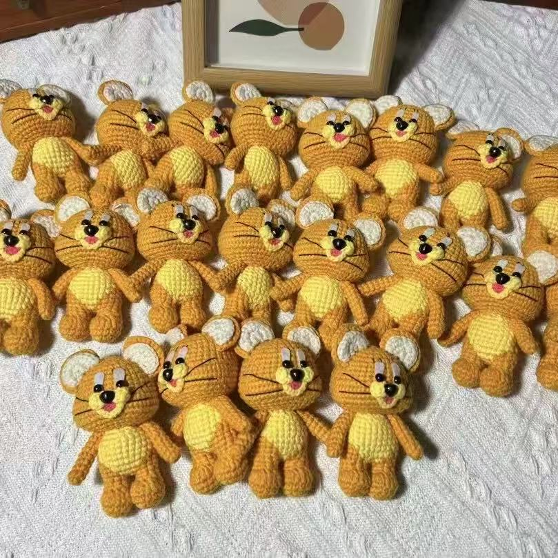 em Estoque Frete Grátis Brinquedo de Crochê Animal 100% Boneca Feita à Mão Chaveiro Tricotado