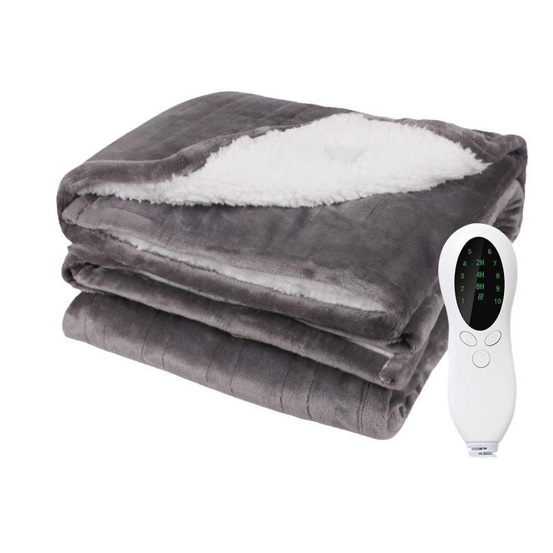Manta elétrica aquecida de flanela macia e lavável em sherpa fleece, atacado