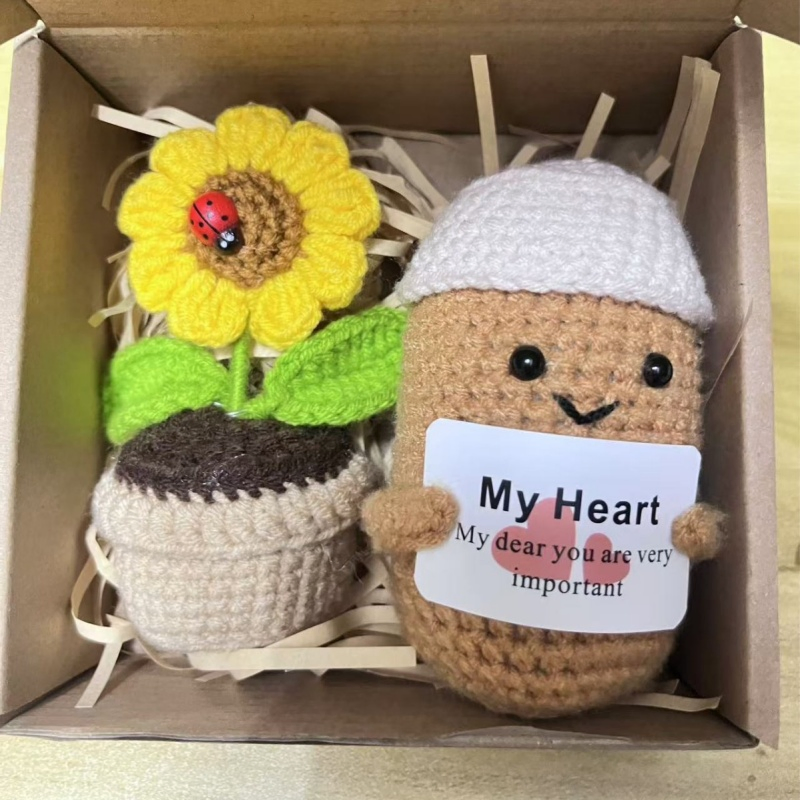 Brindes de bonecas de crochê com afirmações positivas, brinquedos de pelúcia para lojas de varejo
