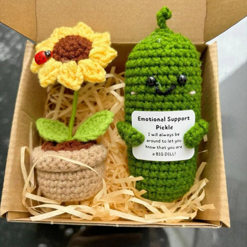 Conjunto de Presentes de Boneca Tricotada com Afirmações Positivas Perfeito para Animar, Lembrancinhas de Festa, Decoração de Mesa de Escritório