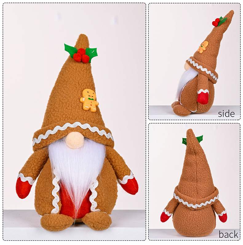 Decorações de Natal Novas Ornamentos Khaki Homem de Gengibre Chapéu Pontudo Tricotado Boneco Rudolph