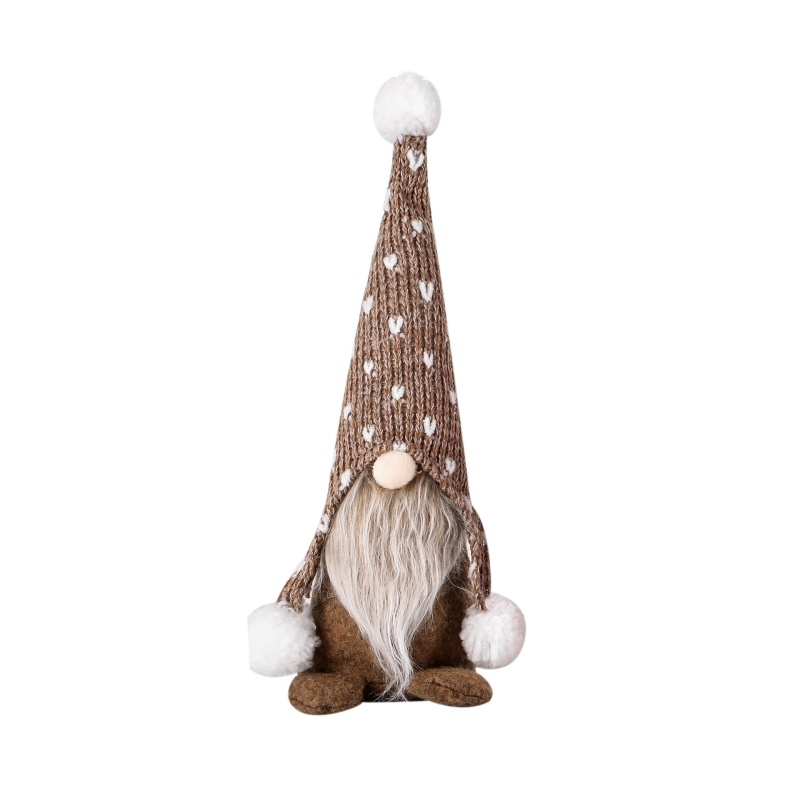 Boneco Sentado de Chapéu Tricotado de Homem da Floresta de Natal com Barba Branca e Sem Rosto
