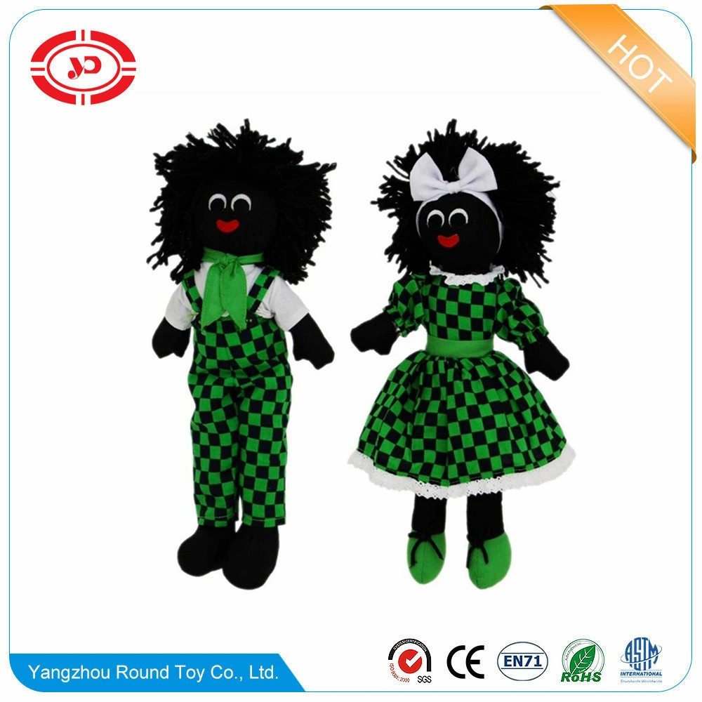Menino Boneco de Golliwog de Algodão Preto Tricotado e Recheado