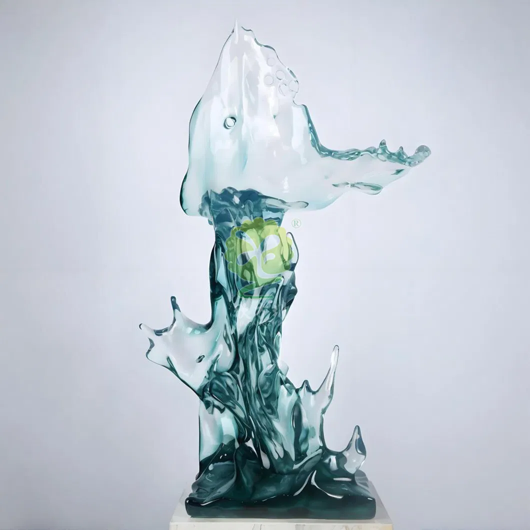 Itens decorativos de arte de luxo moderno, mobiliário suave de resina transparente, esculturas abstratas