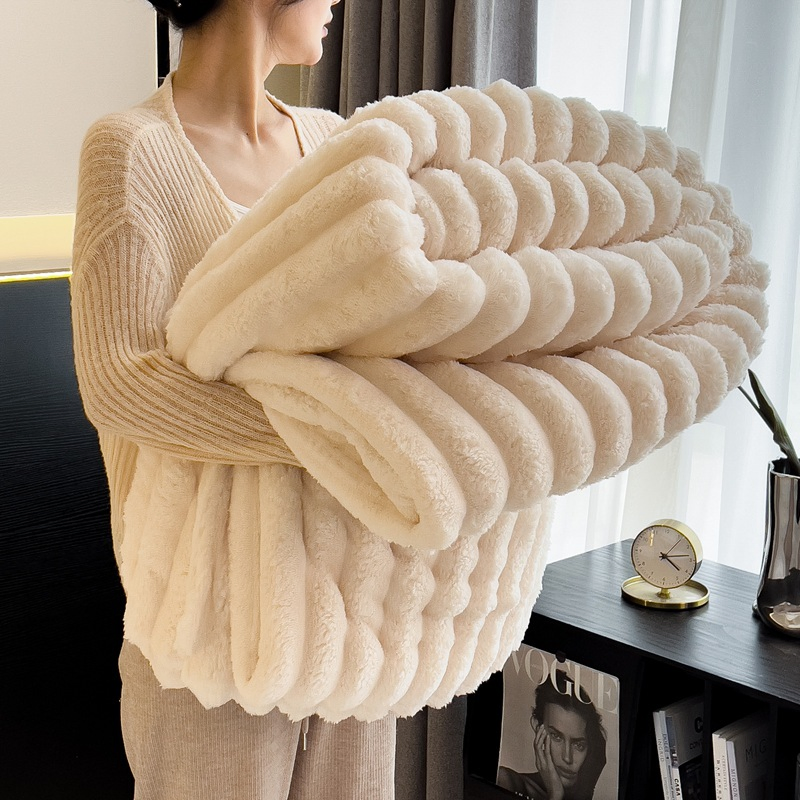 Cobertor de Pelúcia Falsa para Sofá e Cobertor Fuzzy Plush Espesso com Bolhas